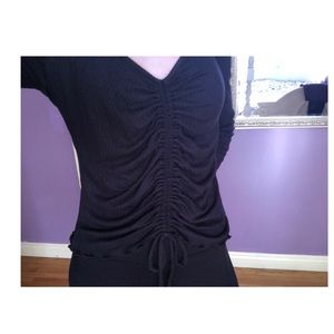 Black long sleeve AQUA cinched top